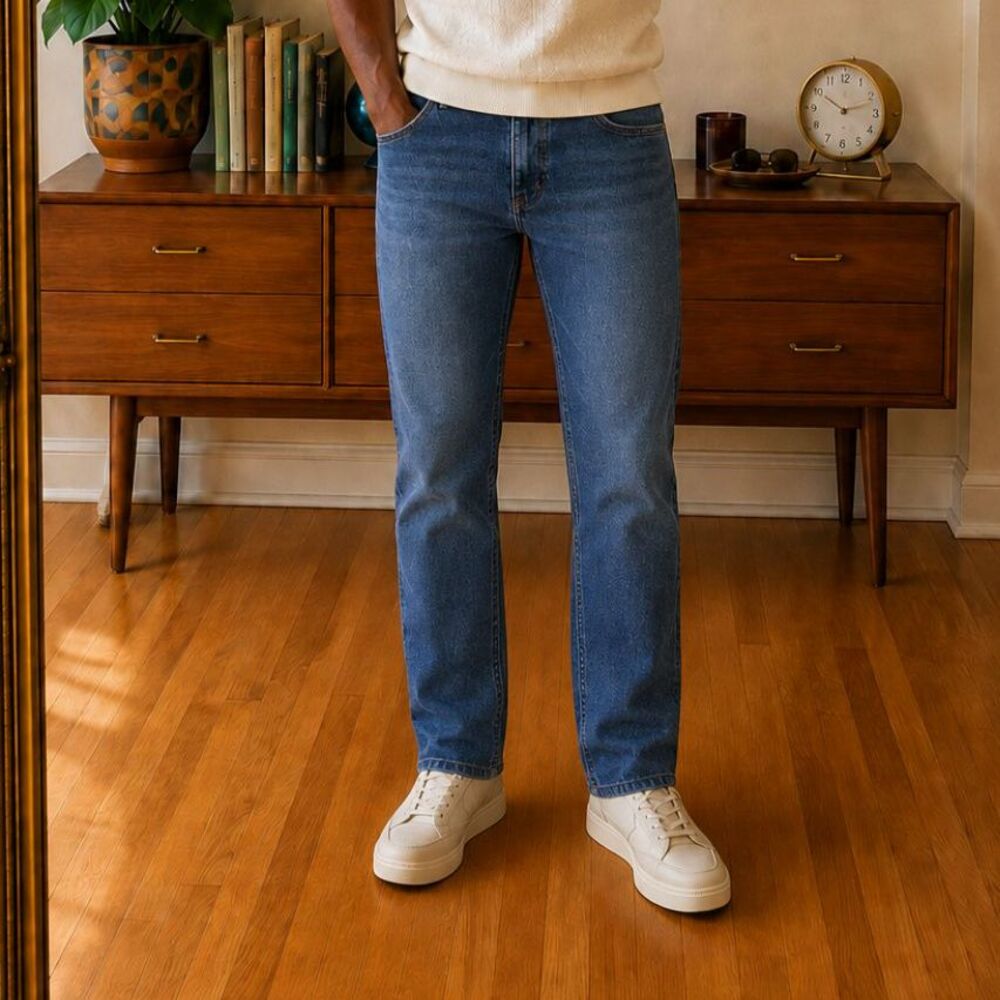 Lee Mens Regular Fit Jeans 34x32 Straight Leg Pepper Stonewash Blue Denim Skater